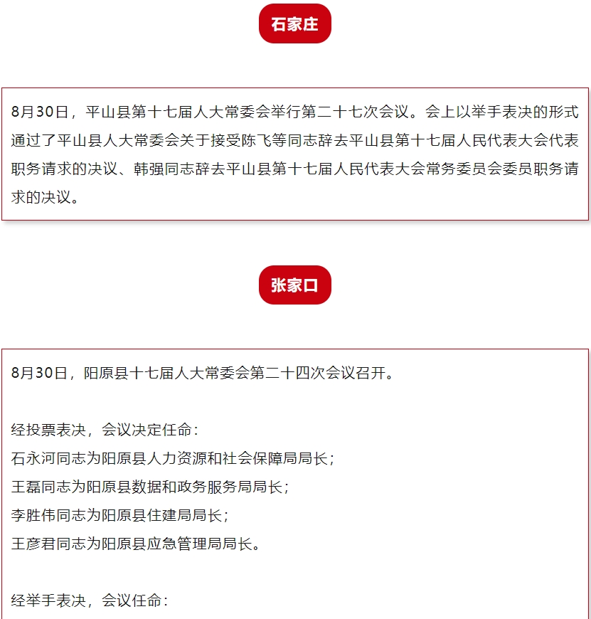 河北6市最新任免！副县长、局长……